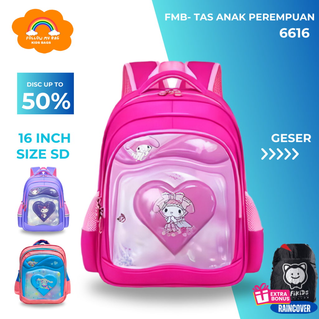 Tas Sekolah Anak Perempuan SD High Quality Karakter Kartun My Melody Ransel Anak Cewek Keren Motif G