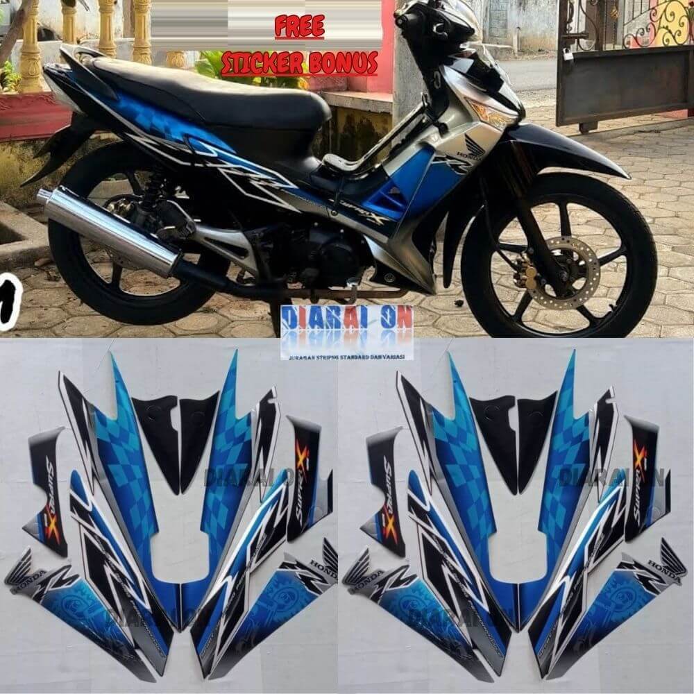 Striping Stiker Honda Supra X 125 R 2008 2009 Biru Murah
