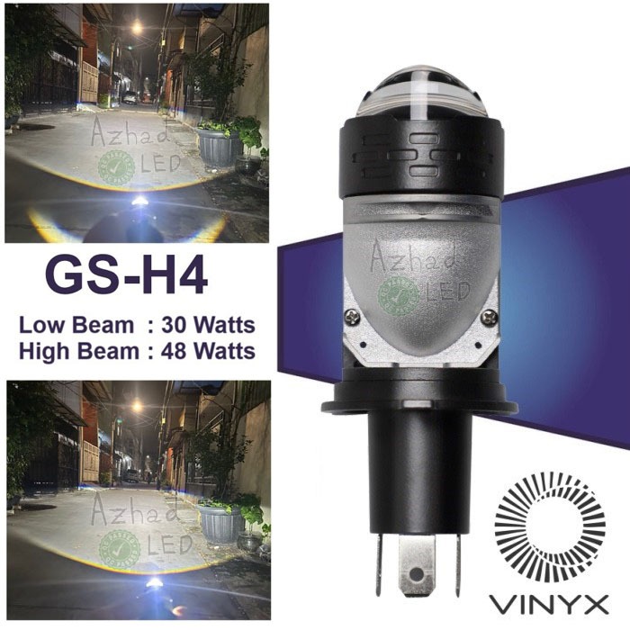 Lampu LED H4 Vinyx GS-H4 Mini Projector BiLED Laser Mobil Motor 48 Watt 12V 24V Pendingin Kipas Cut 