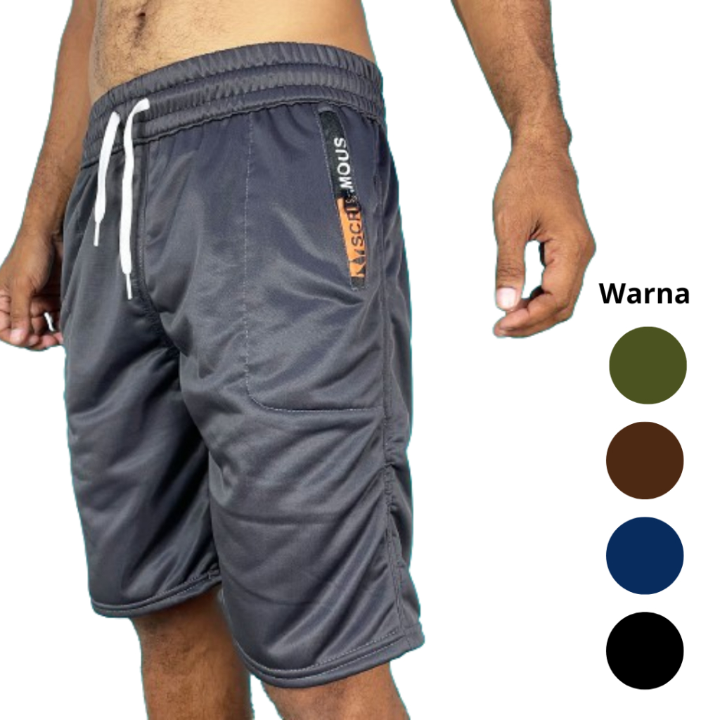 celana pendek sport pria resleting import premium