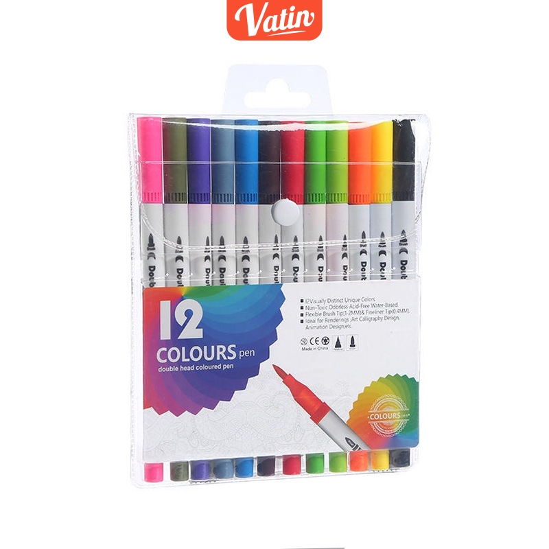 

Watercolor Marker Pen Spidol Warna Brush Pen 12/24 Warna-Vatin_Shop