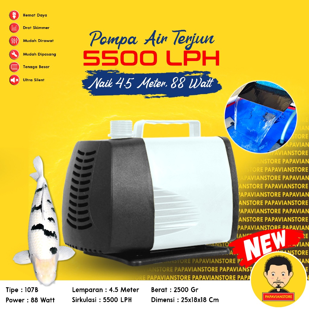 Pompa Air Celup Kolam Ikan Koi 5000 Liter - Mesin Sirkulasi Filter Submersible Pump Low 60 Watt 106
