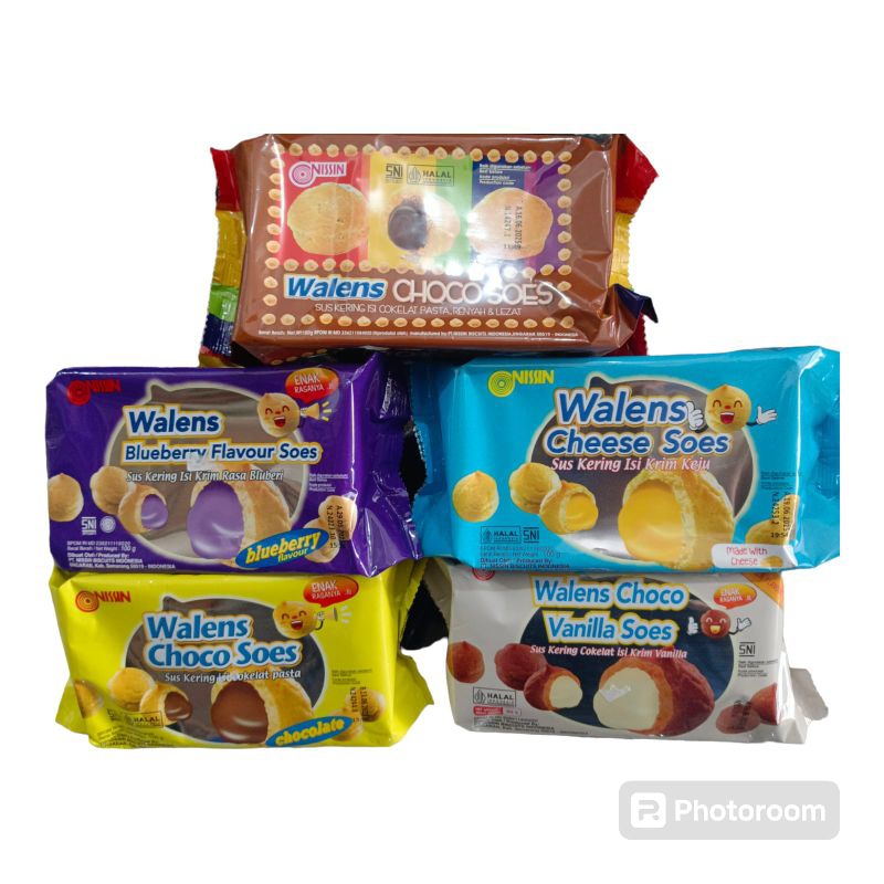 

Wallens nissin sus kering100grVarian rasaKrim bluberiCoklat pastaKrim keju Krim vanilla Choco soes halal