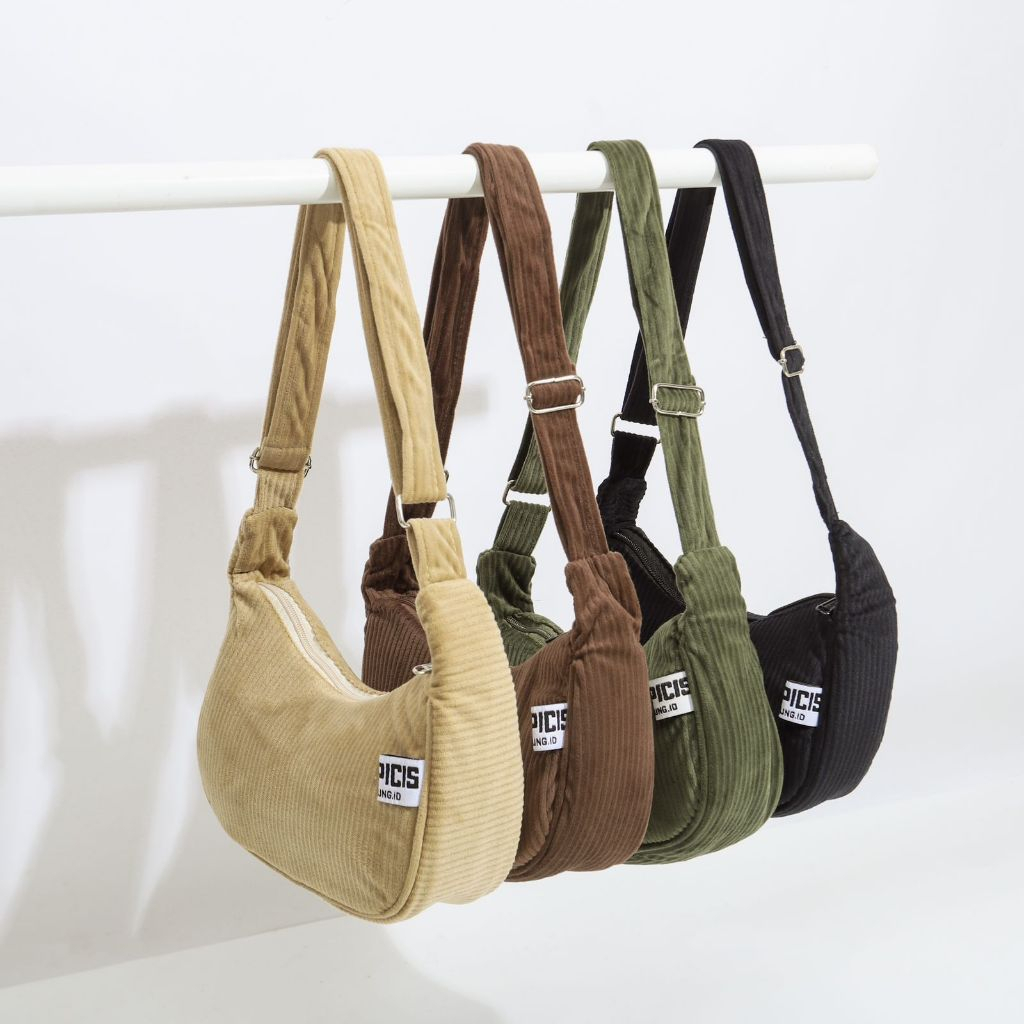 Trapicis - Tas Selempang Corduroy Unisex / Tas Slingbag Wanita Sling bag Casual Terbaru