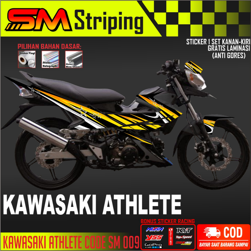 Sticker Striping Variasi Kawasaki Athlete VARIASI RACING - Stiker Striping Acesoris Motor Kawasaki A