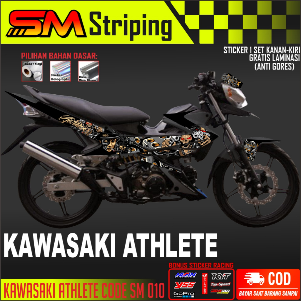 STRIPING KAWASAKI ATHLETE VARIASI JERINX / stiker motor Kawasaki Athlete Semifull SM 010