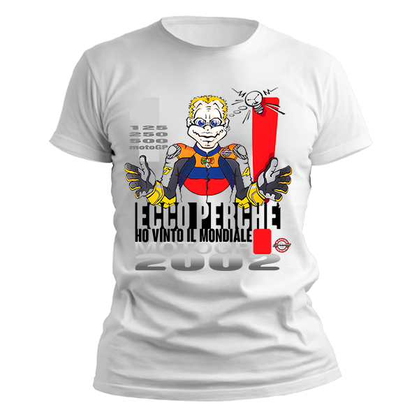 Kaos Valentino Rossi Selebrasi Juara Dunia MotoGP 2002