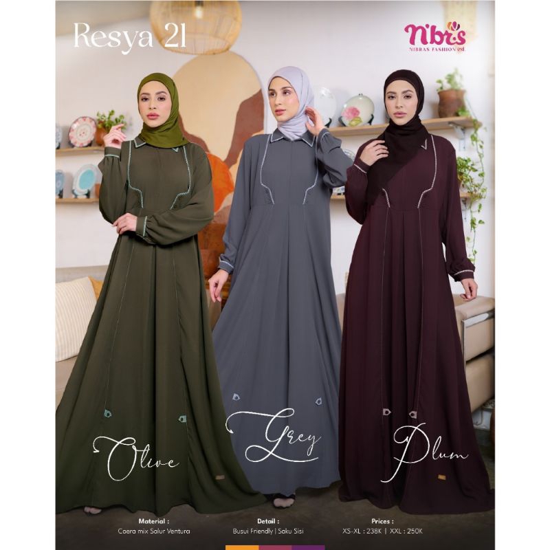 Nibras Gamis Resya 21 | Gamis Nibras Terbaru | Gamis Nibras Kekinian | Gamis Polos Maroon | Gamis Po
