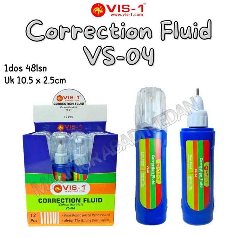 

(1Pcs) Correction Pen VIS-1 VS-04 Botol Biru / Tipex Cair Vis-1 / Stipo Cair / Correction Fluid / Tip-ex Biru Vis-1 VS-04