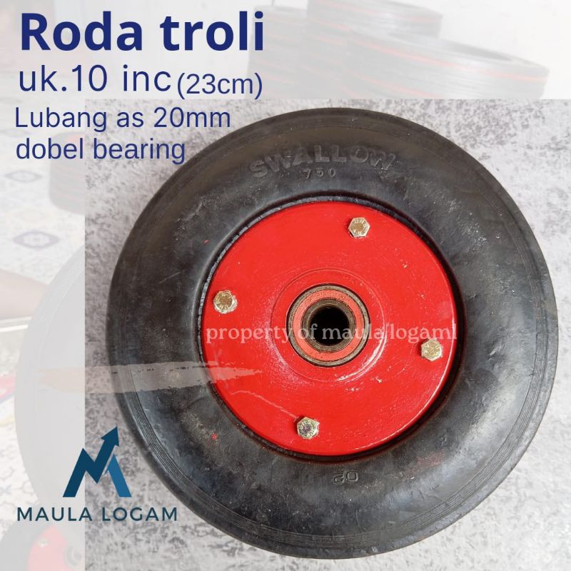 RODA TROLI 10 inch SWALLOW As 20mm l roda rolly ban mati tahan lama