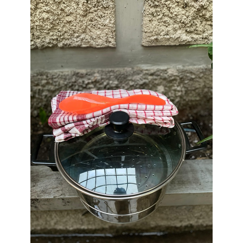 panci dandang kukus streamer uk 24 26 berbahan stenlis tutup kaca kue bolu brownies lapis