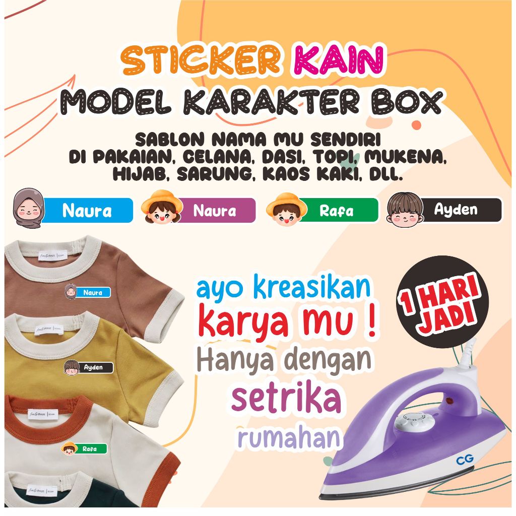 

Stiker Kain Nama Instant Model Karakter