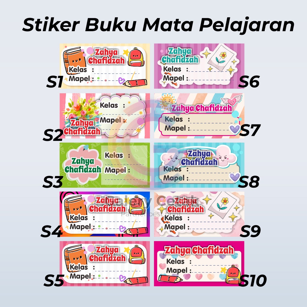 

Sticker Label Mata Pelajaran Custom Nama Karakter isi 20pcs