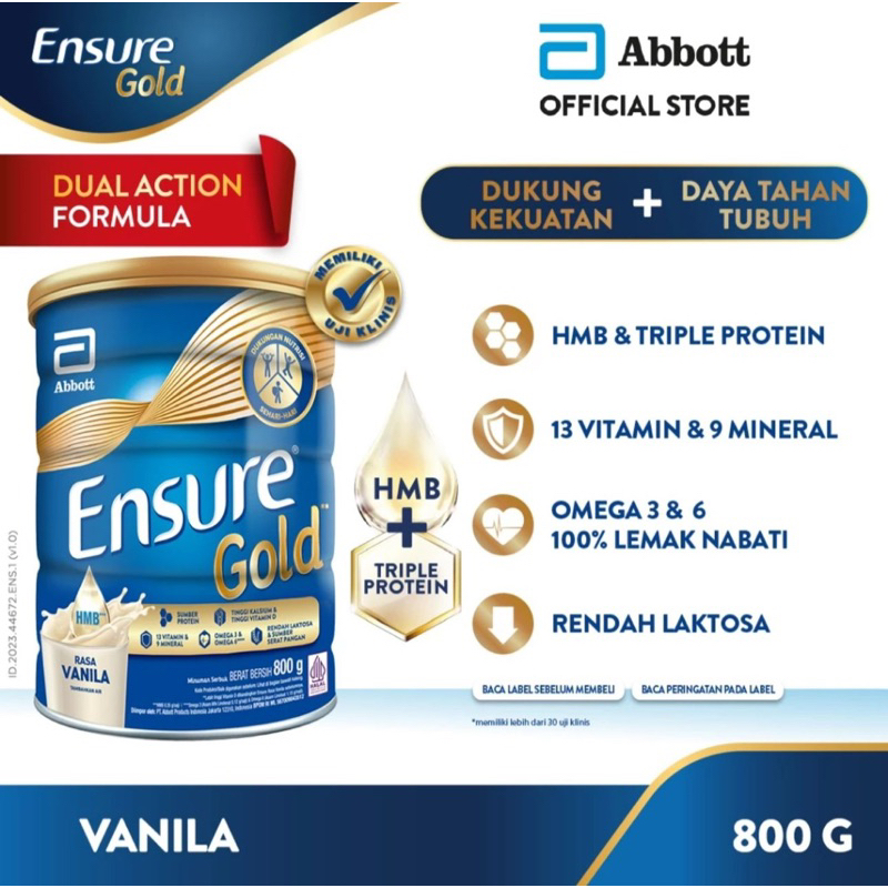 

ENSURE GOLD HMB VANILA dan COKELAT 800gram