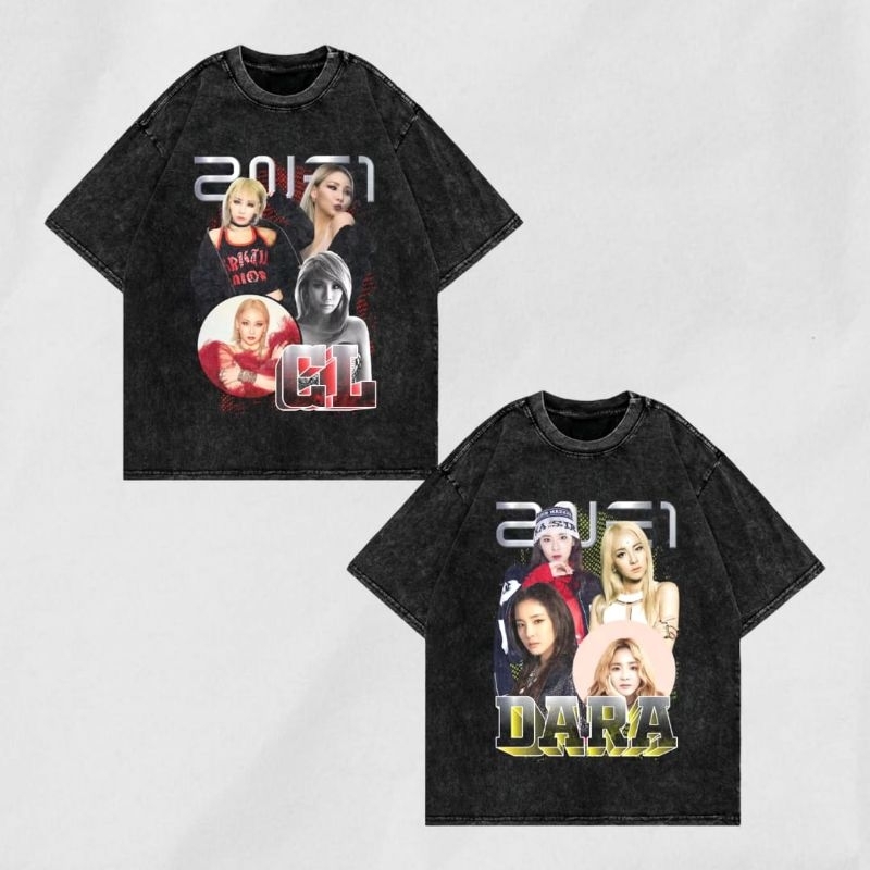 KAOS OVERSIZE 2NE1 - HITAM WASHED - KAOS 2NE1 - TSHIRT 2NE1 - KAOS BAHAN KATUN