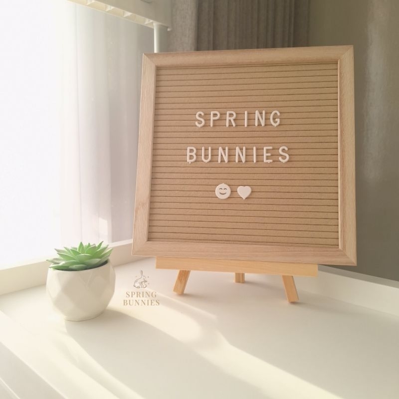 Wood Letterboard - Felt Letterboard Baby Newborn Include Letter Sheet & Pocket Linen / Papan Bayi / 