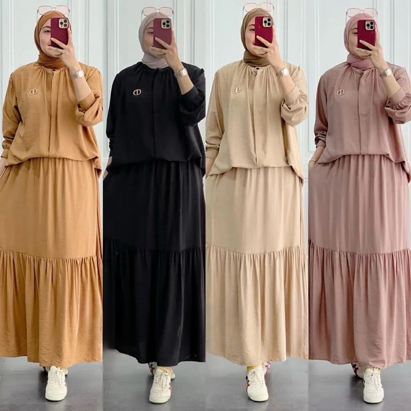 Elfsya Set Rok / Stelan Rok / Tunik + Rok / Stelan Rok Premium Katun Rayon Fudo Premium