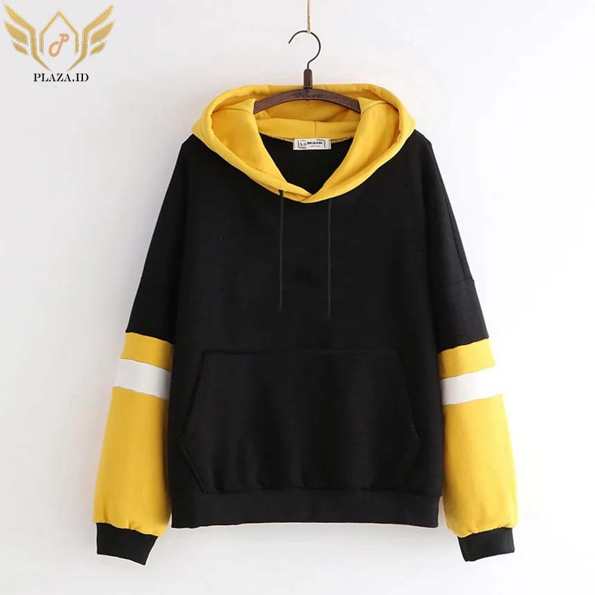SWEATER HOODIE OVERSIZE PRIA WANITA KOMBINASI HITAM PUTIH HOODIE JUMBO