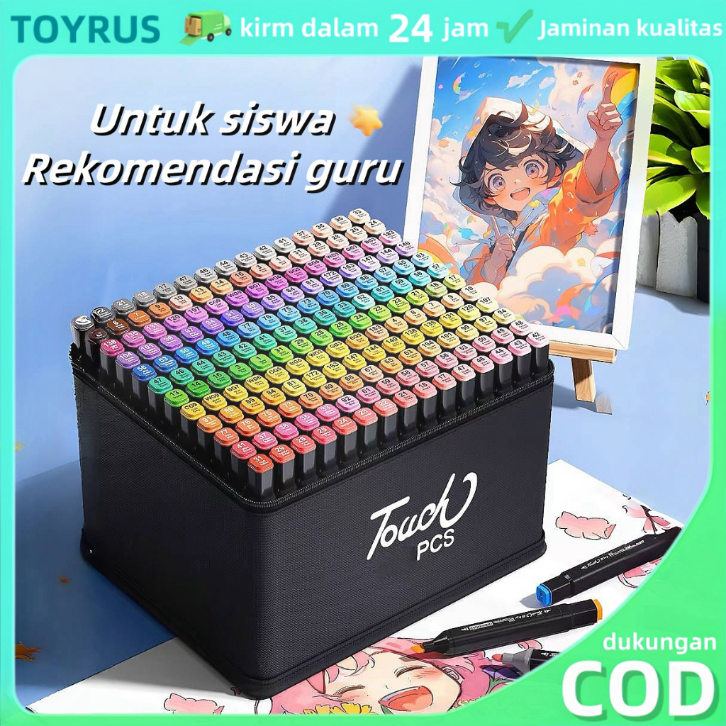 

pelajar MarkerPen Khusus Berkepala Dua Berminyak Graffiti Cepat Kering Pena Cat Air untuk Seni Komik