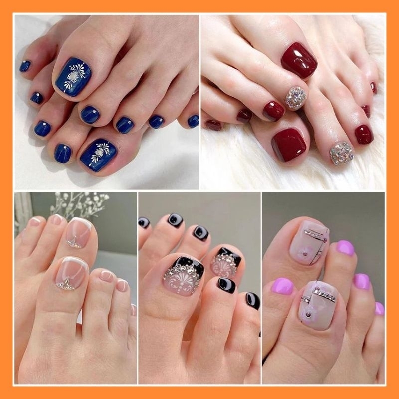 Kuku Palsu Kaki / Fake Toe Nails pedicure Medicure Wedding Feet Nail Art Kaki Polish Tempel Nail Art