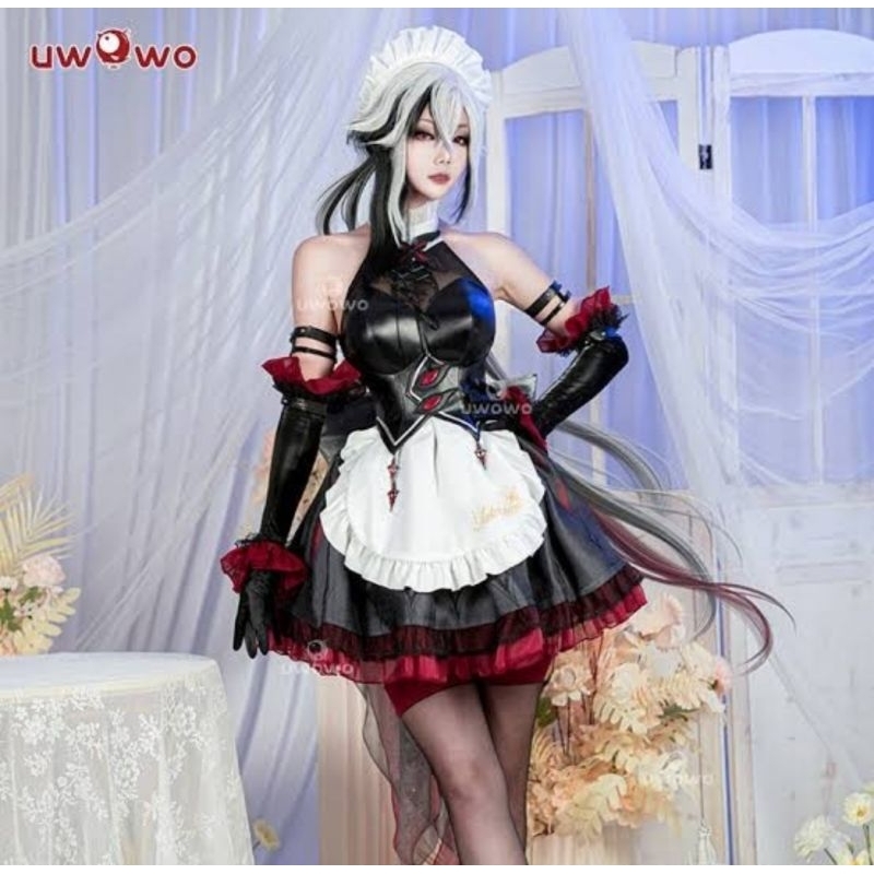 [Preloved] Arlecchino Maid Uwowo Costume Cosplay