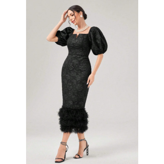 M1011 BLACK FUZZY DRESS