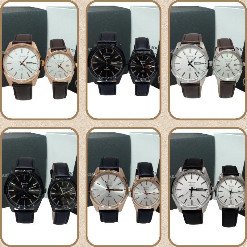 Jam Tangan Couple ORIGINAL Alexandre Christie 1025 AC 1025 AC1025 Tali Kulit