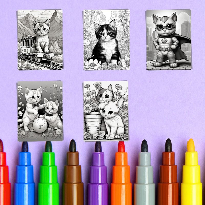 

18 halaman mewarnai untuk anak/coloring book/kucing lucu