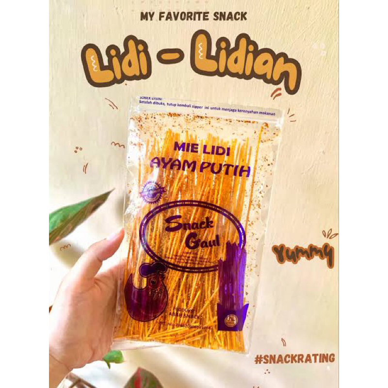 

Lidi lidian snack mie lidi ayam putih 80 gr gurih pedas enak