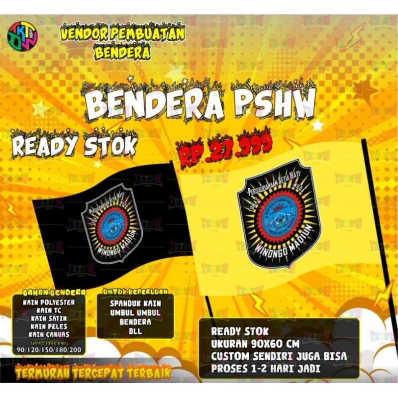 BENDERA PSHW LOGO PAKEM READY STOK DAN CUSTOM DESAIN