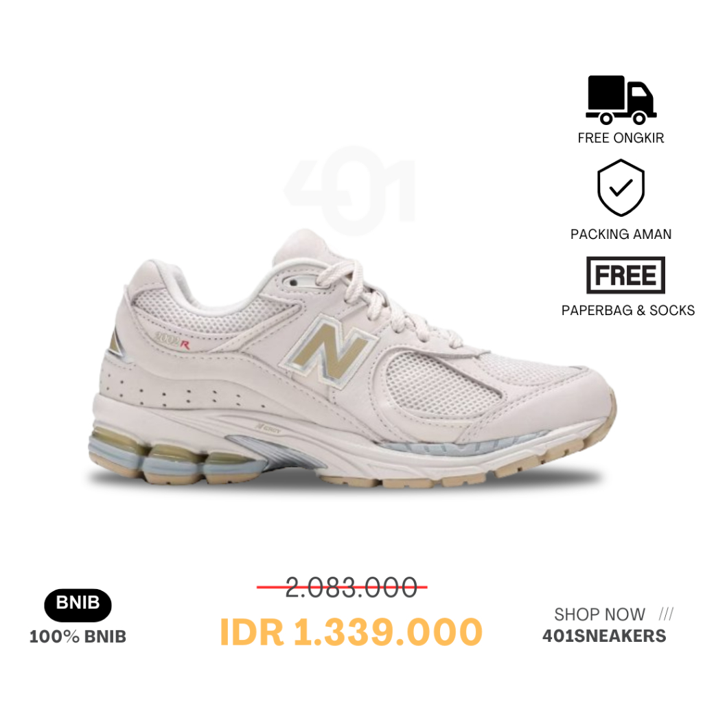 Sepatu NB 2002R White Beige Authentic 100% BNIB