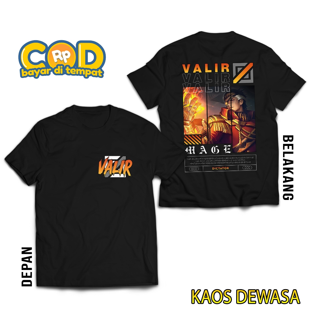 HOSINSHOP KAOS MOBILE LEGEND VALIR - KAOS VALIR DICTATOR - HERO MAGE - KAOS ML VIRAL - T-SHIRT PRIA 