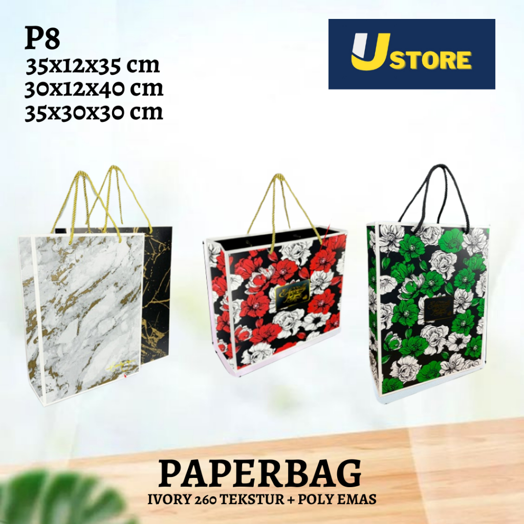 Paper Bag Rose Marble - Tas Hadiah Kado Ulang Tahun Jumbo - PB8