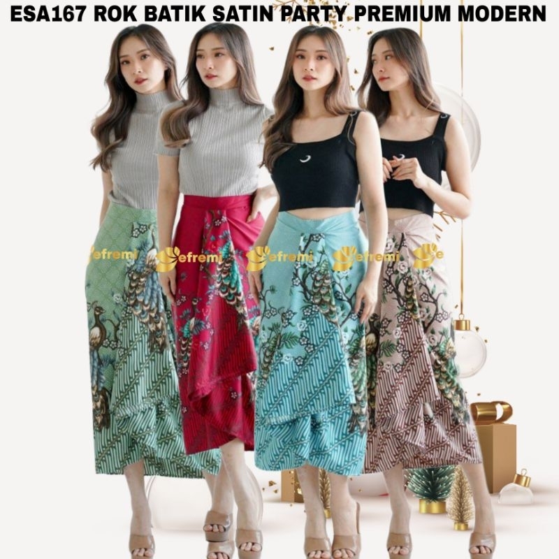 ESA167 ROK BATIK SATIN PREMIUM/SET BATIK KONDANGAN/ROK BATIK KONDANGAN/ROK BATIK WANITA