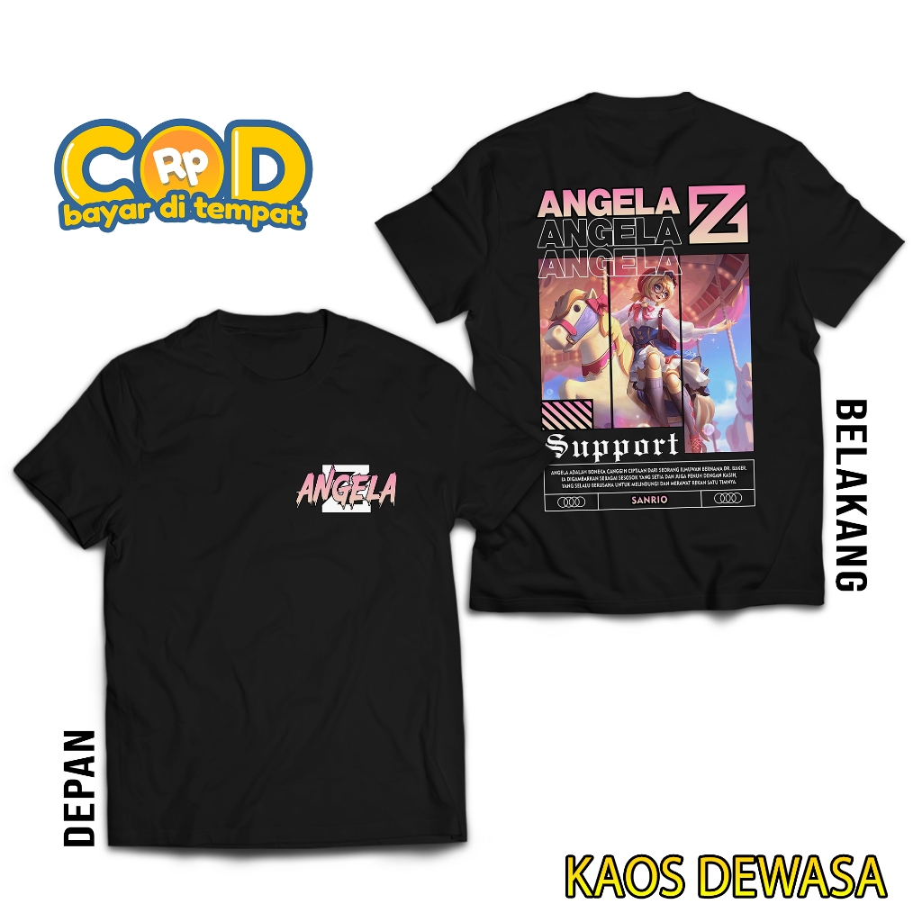 HOSINSHOP KAOS MOBILE LEGEND ANGELA - KAOS ANGELA SANRIO - HERO SUPPORT - KAOS ML VIRAL - T-SHIRT PR