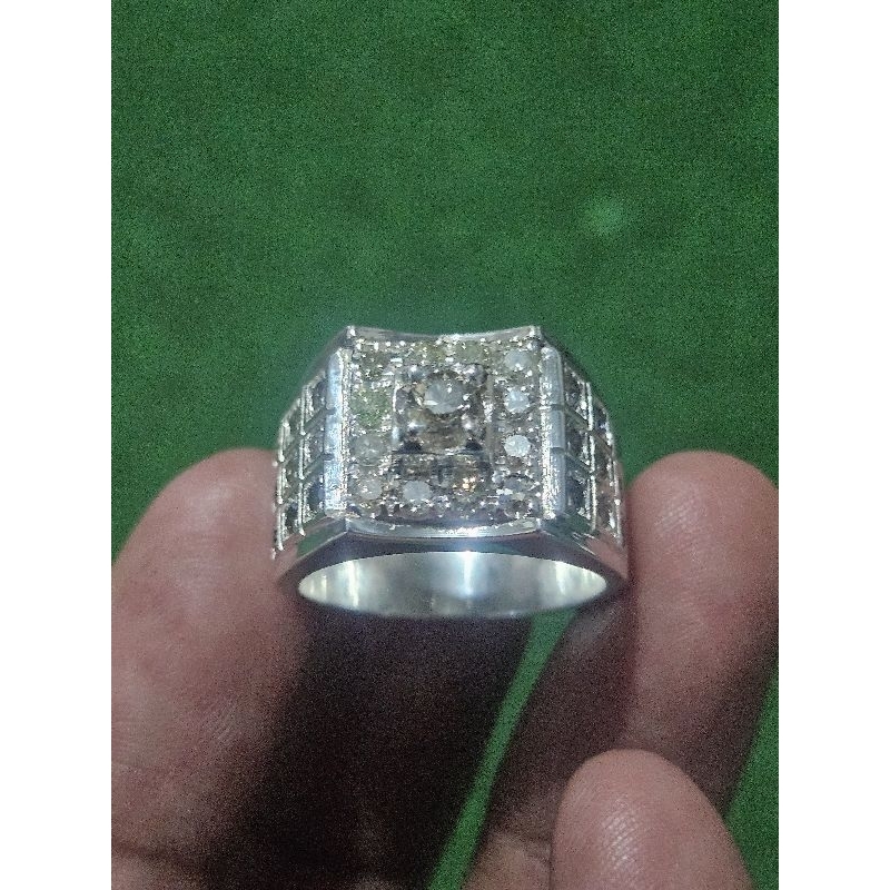 Cincin full berlian cincin cowok perak murni handmade cincin pria silver cincin stempel cincin berli
