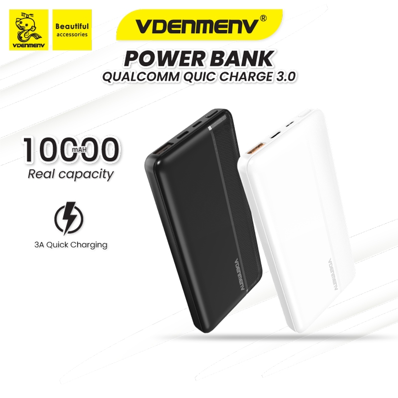 VDENMENV DP08 Powerbank 10000mAh PD18W QC3.0 Fast Charging Real Capacity Power bank