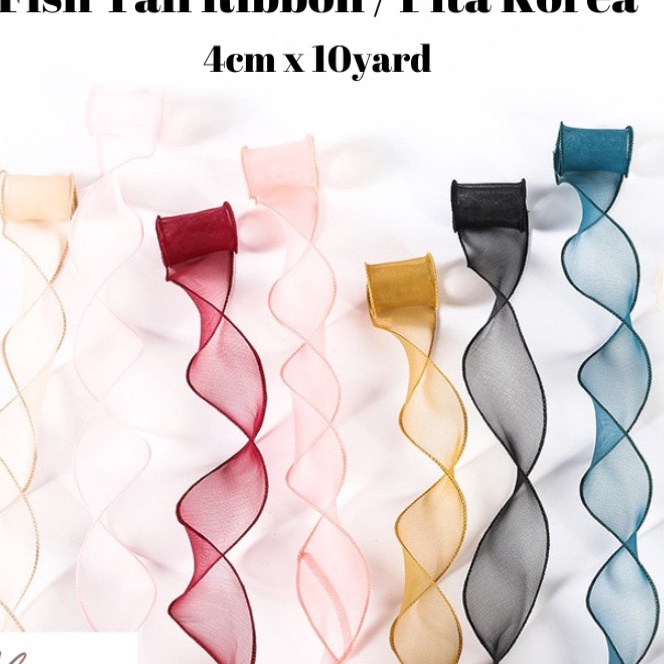 

Premium Fishtail Ribbon Pita Organza Korea Keriting Wavy Transparan