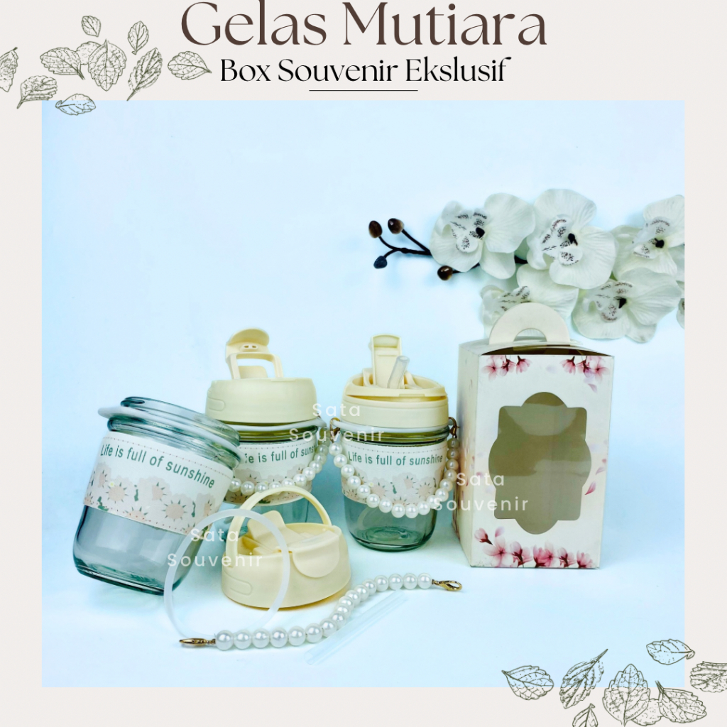 (Minim 50 pcs) Souvenir Gelas Mutiara 350ml / gelas kaca / gelas souvenir / gelas lucu / gelas canti