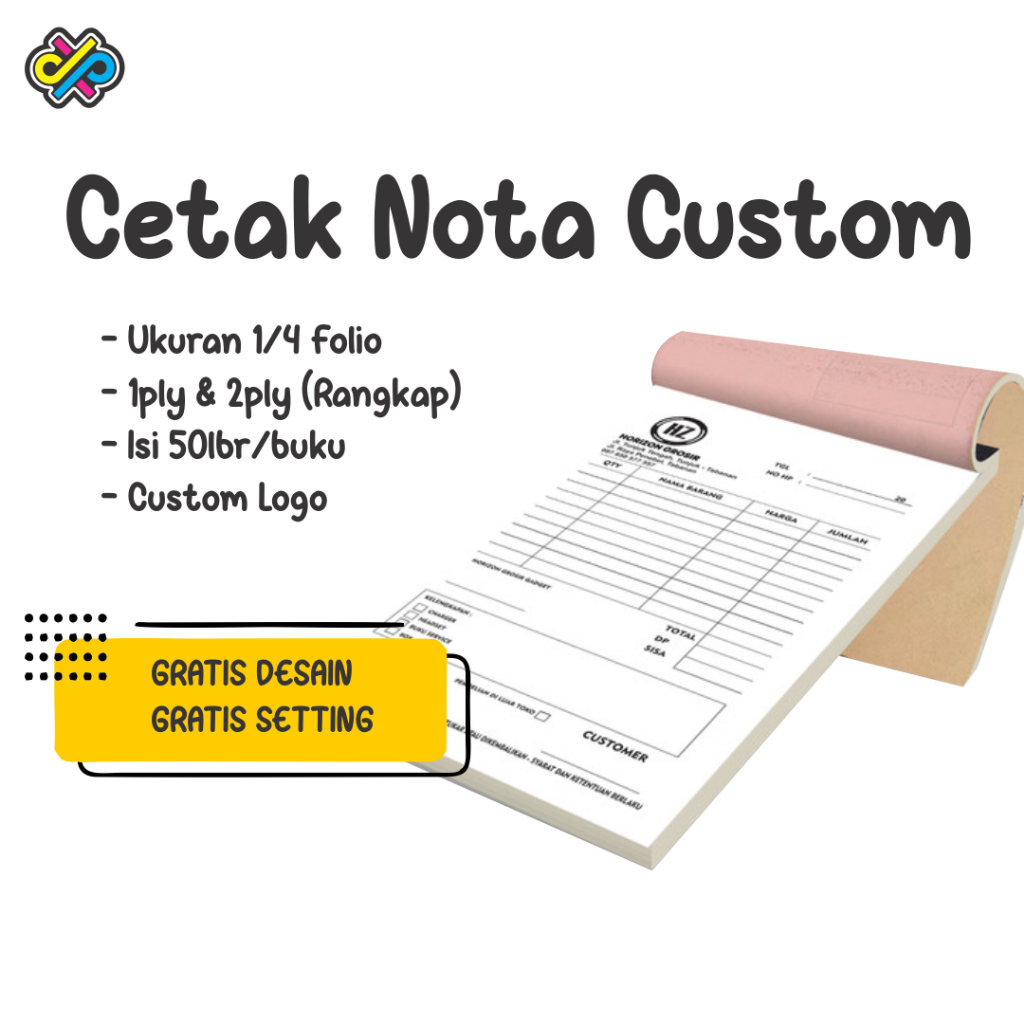 

TERMURAH Cetak Nota Custom 1/4 Folio Murah untuk Olshop,Dagang,Usaha