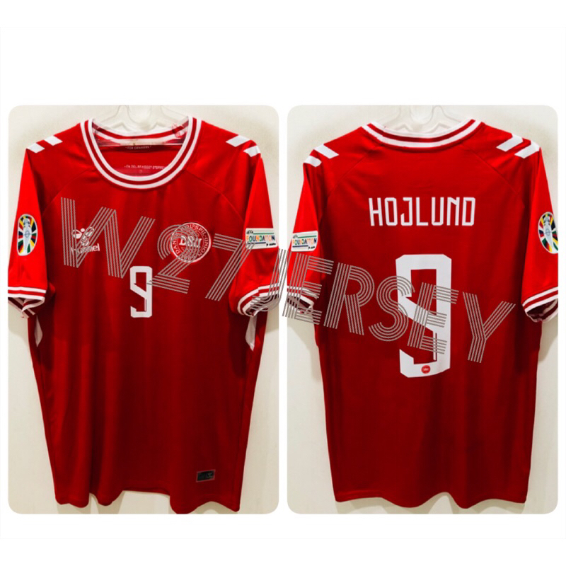 JERSEY DEN-MARK HOME 2024 name player Hojlund + Patch