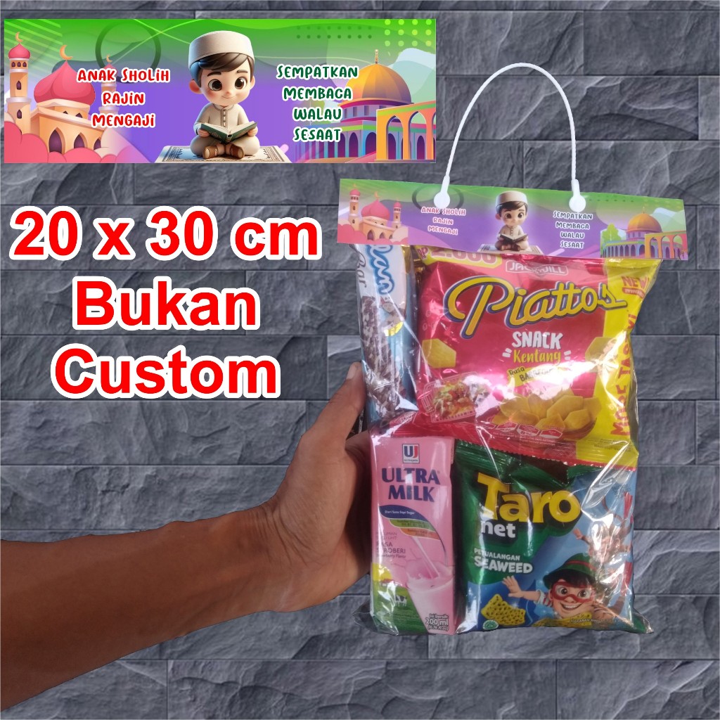 

(20x30) Tas Plastik Label Snack berbagai acara gambar kartun lucu islami dan umum plastik kaca tebal tali plintir putih cocok untuk ulang tahun aqiqah sunatan tedak siten selapanan Lomba pengajian lebaran dll ready stock