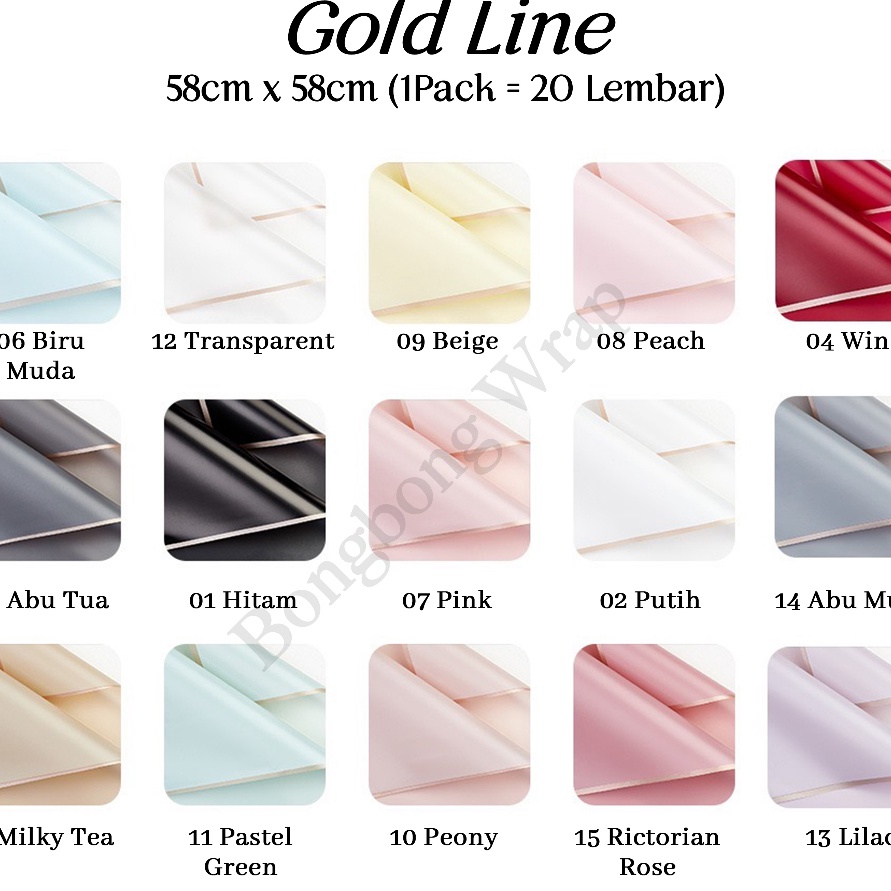 

Hematku 2 Lembar Gold Line Cellophane Rose gold frame Kertas bunga buket Cellophane murah Kertas buket snack Flower Wrapping Paper Kertas Waterproof Korean Wrapping Paper