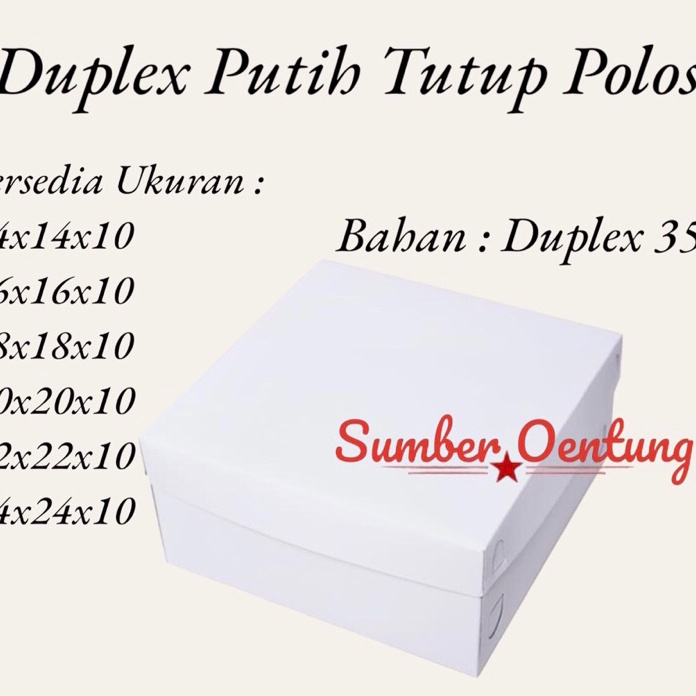 

KF7 1PCS DUS DUPLEX PUTIH TUTUP POLOS TINGGI 1CM KARTON BOX KOTAK HAMPERS KUE