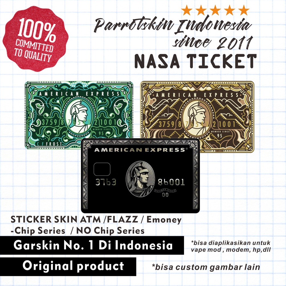 

PROMO MENARIK Sticker Skin Card Vinyl ATM Debit Credit Emoney Flazz Tapcash AMERICAN EXPRESS CARD