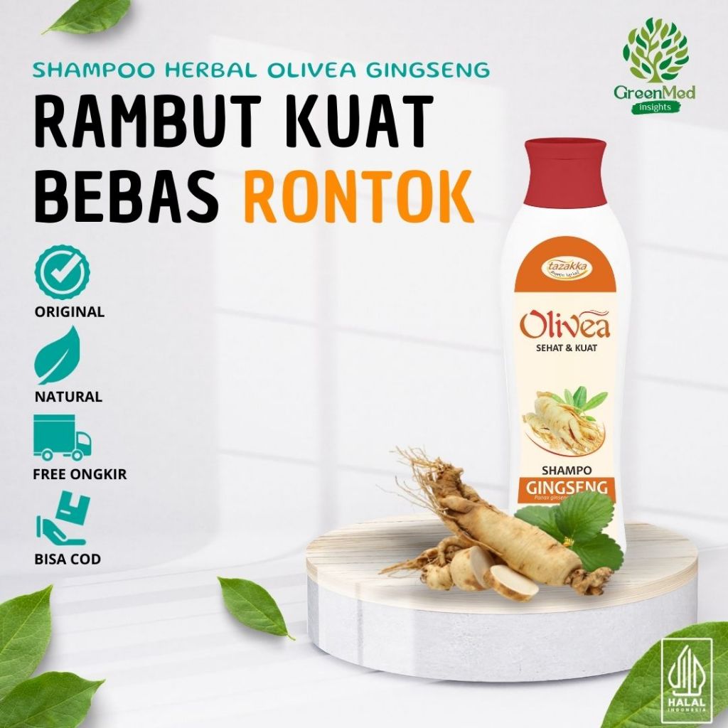 SHAMPOO ANTI KETOMBE DAN RONTOK SHAMPO GINSENG KOREA Olivea Ginseng Herbal Tazakka 150ml Botol Sampo