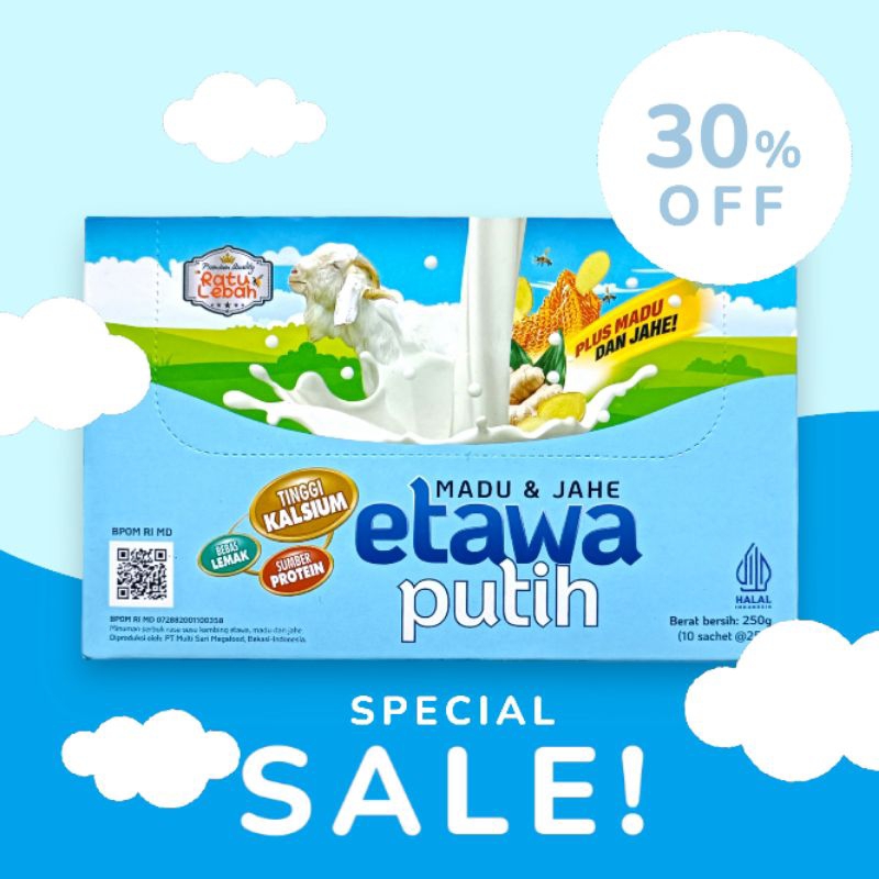 

SUSU KAMBING ETAWA PUTIH MADU PLUS JAHE RATU LEBAHI SI 10 SACHET