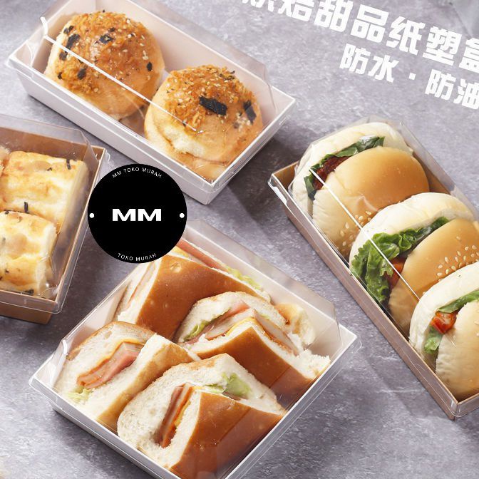 

KI3 1pcs paper box burger sandwich roti kue box brownies kotak kue salad box bento cake