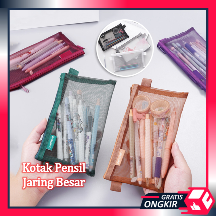 

Gratis Ongkir - S6227 Kotak Pensil Jaring Kantor / Pouch Resleting Besar