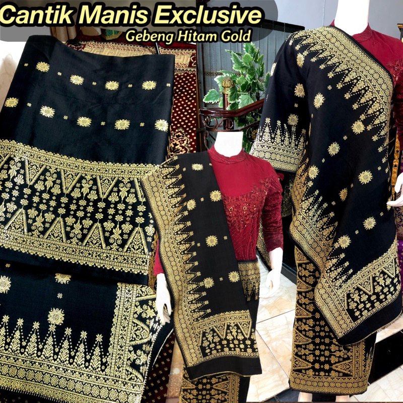 Songket Cantik Manis Exclusive Gebeng Hitam Gold /songket tenun asli palembang /ilham songket palemb